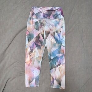 Evolution and Creation Geometric Prism Print High Waist Crop Leggings Medium